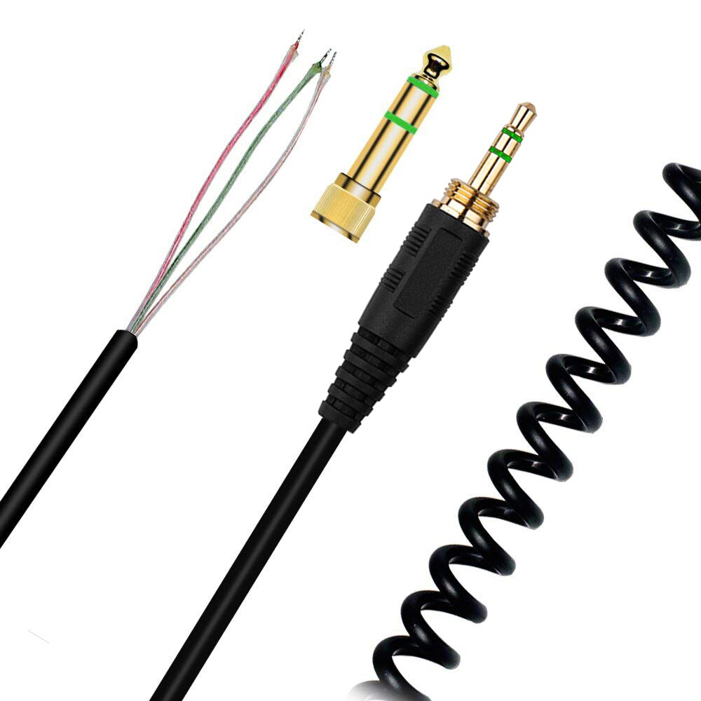 6.35 / 3.5 mm Aux OFC Spring Cable Sony MDR-7506 MDR-7509 MDR-V6 MDR-V600 MDR-V700 MDR-V900 Adapter