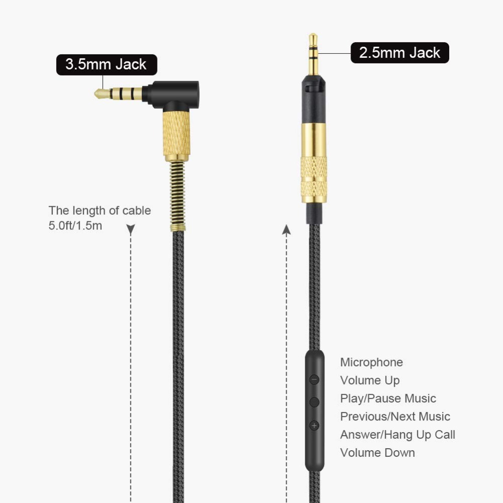 OFC Mic Volume Control Audio Cable 3.5 to 2.5 mm Yamaha PAC HPH-MT5 HPH-MT5W HPH-MT8 Monitor Over Ear Headphones OFC Mic Volume Control Audio Cable 3.5 to 2.5 mm Yamaha PAC HPH-MT5 HPH-MT5W HPH-MT8 Monitor Over Ear Headphones