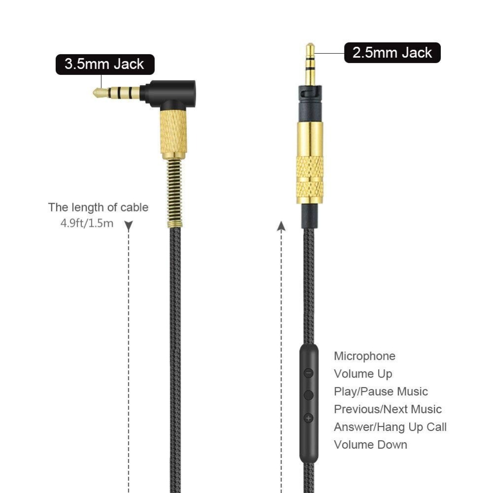 Audio Microphone Cable Sennheiser Momentum 3.0 3 2.0 2 1.0 1 HD1 Over On Ear Headphones Vol Call Control Audio Microphone Cable Sennheiser Momentum 3.0 3 2.0 2 1.0 1 HD1 Over On Ear Headphones Vol Call Control