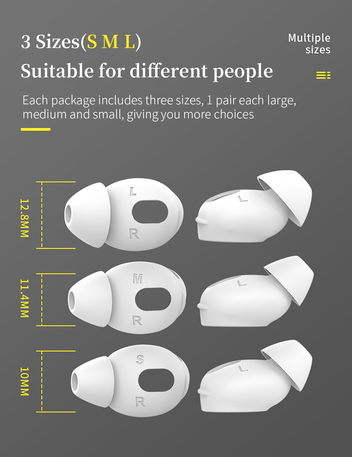 Silicone Ear Tips for Apple Airpods 3rd Gen 3 Bluetooth TWS Earbuds Sleeves Cups 3pairs S M L Silicone Ear Tips for Apple Airpods 3rd Gen 3 Bluetooth TWS Earbuds Sleeves Cups 3pairs S M L
