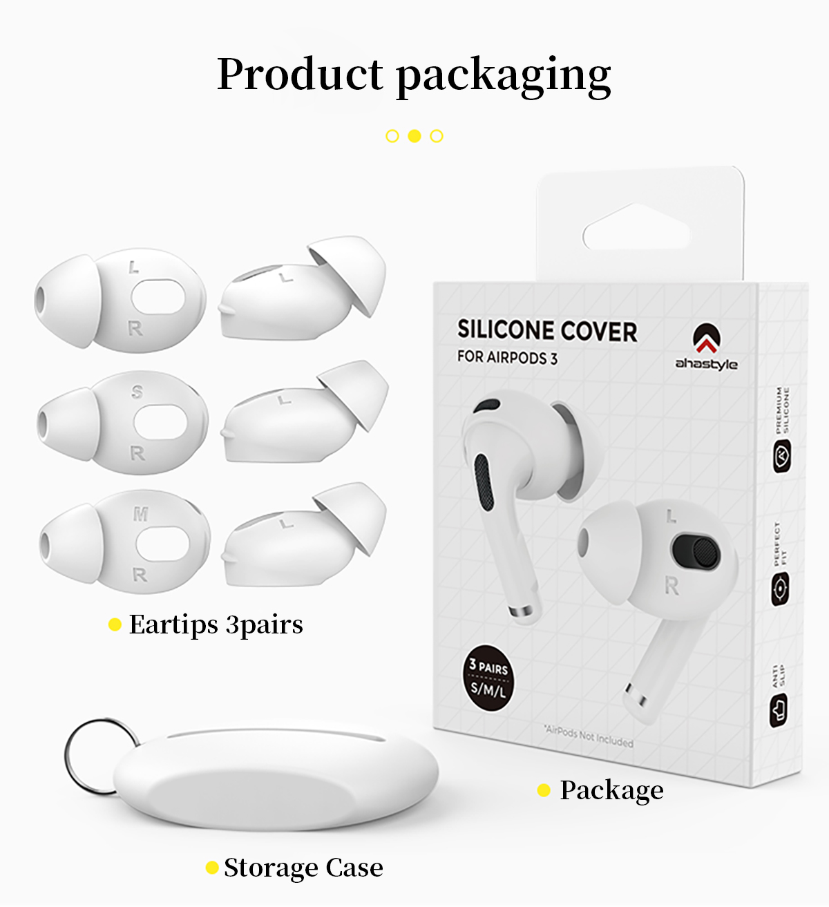 Silicone Ear Tips for Apple Airpods 3rd Gen 3 Bluetooth TWS Earbuds Sleeves Cups 3pairs S M L Silicone Ear Tips for Apple Airpods 3rd Gen 3 Bluetooth TWS Earbuds Sleeves Cups 3pairs S M L