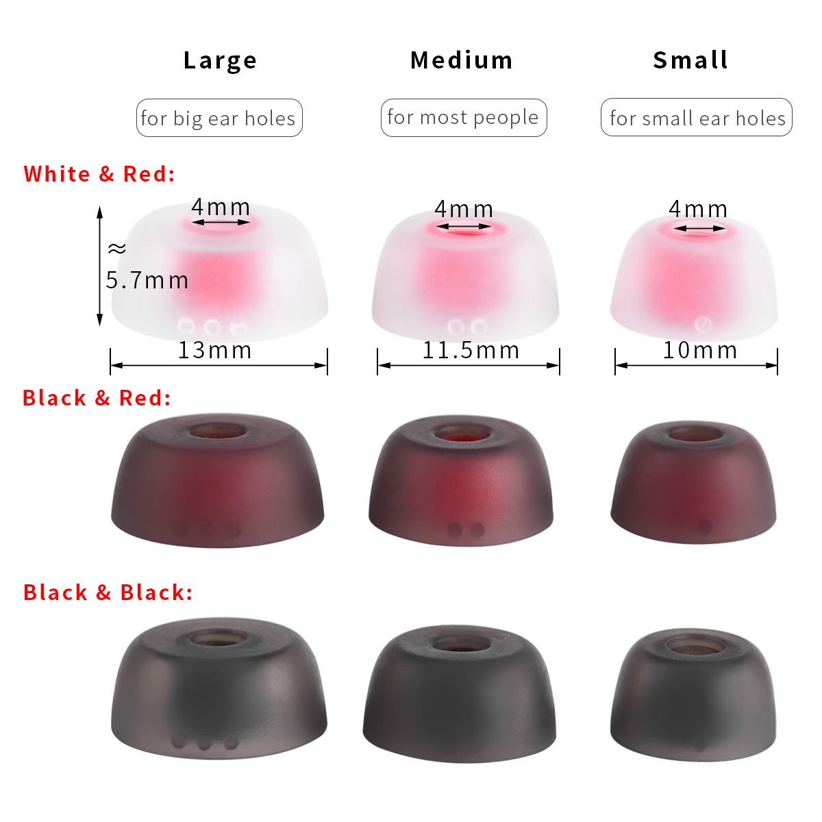 Silicone Ear Tips QCY T1 T13 T2 T5 QCY T17s E10 ZS10PRO / Jabra Elite 75t 65t Earplugs 6Pcs 4-5mm S M L Silicone Ear Tips QCY T1 T13 T2 T5 QCY T17s E10 ZS10PRO / Jabra Elite 75t 65t Earplugs 6Pcs 4-5mm S M L