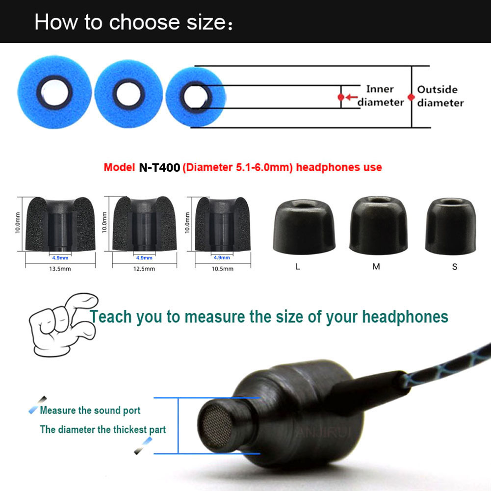 4.9mm Ear Tips N-T400 NT400 earphone earbuds foam S M L 6pcs 4.9mm Ear Tips N-T400 NT400 earphone earbuds foam S M L 6pcs