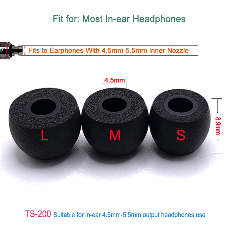 Ear Tips For SOUNDPEATS H1 Earphone 4.5 - 5.5 mm Ear Buds Sleeves TS-200 L M S 6pcs