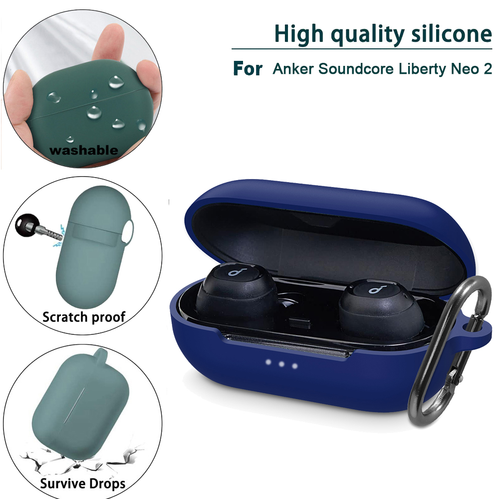 Silicone Case For Anker Soundcore Liberty Neo 2 Neo2 Protective Cover Washable Dust-proof