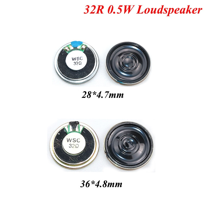 Loudspeaker Driver Unit 32R 0.5W 32 Ohm 28mm 36mm Mini Round Speaker 5MM Thick