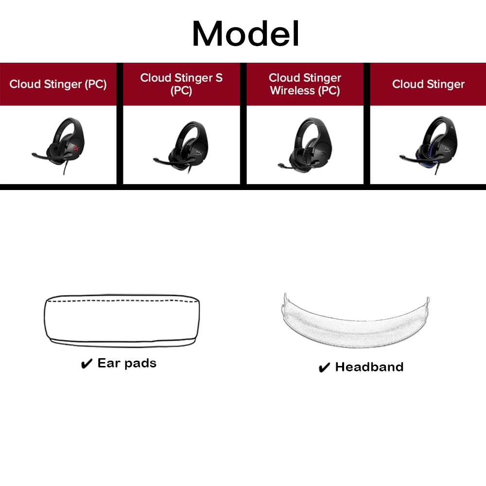 Ear Pads HyperX Cloud Stinger / S / Wireless 7.1 Headset Headband Cushion Cover Foam