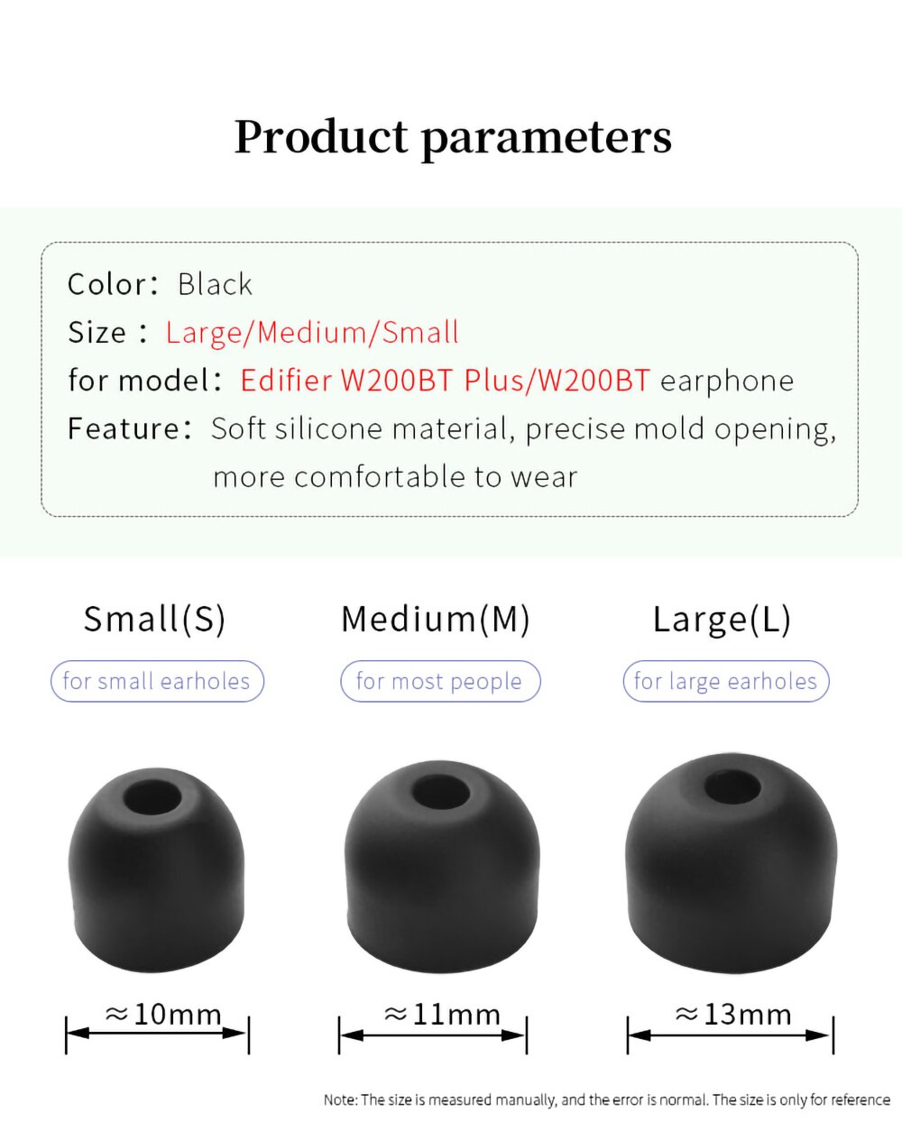 6Pcs Silicone Ear Tips for Edifier W200bt Plus Eartips for W200BT Neck Mounted Earphone Tips Soft Earplugs 4-5mm 6Pcs Silicone Ear Tips for Edifier W200bt Plus Eartips for W200BT Neck Mounted Earphone Tips Soft Earplugs 4-5mm