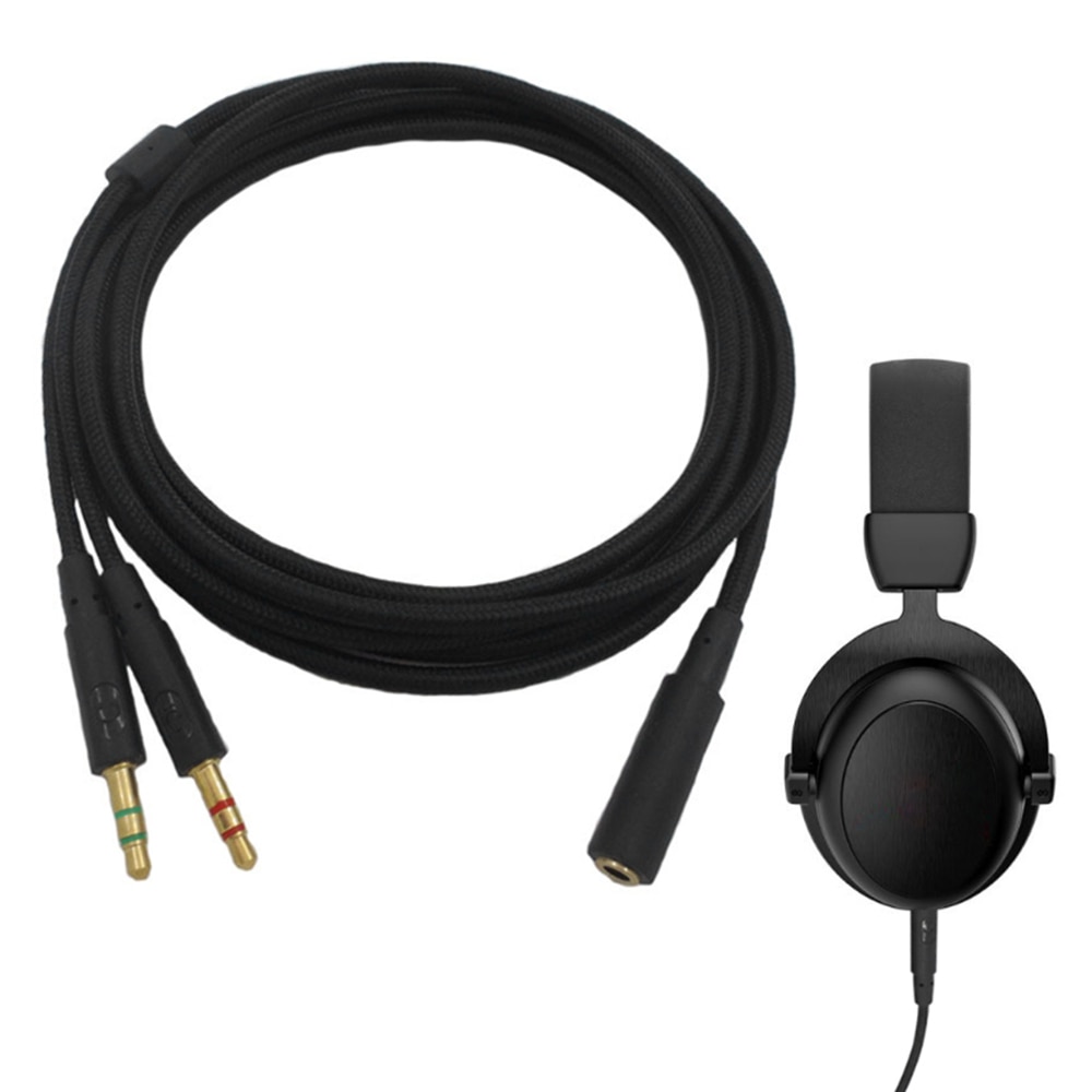 Braided Replacement PC Splitter Cable Extension Cord For Kingston HyperX Cloud Stinger Mix Alpha Revolver Gaming Headsets