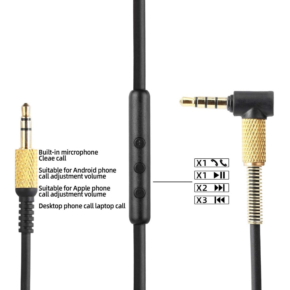 Spring OFC Replacement Cable Extension Cord for Marshall Major Monitor Mid I 1 II 2 III 3 IV 4 A.N.C Voice Bluetooth Headphones