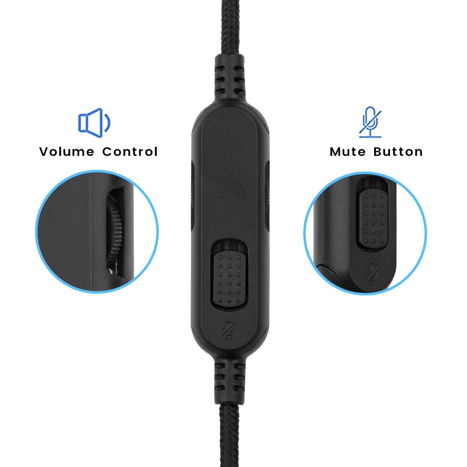 OFC Replacement Nylon Braided Aux Cable Extension Cord For Alienware AW310H AW510H AW988 Headsets With Mic Mute Volume Control
