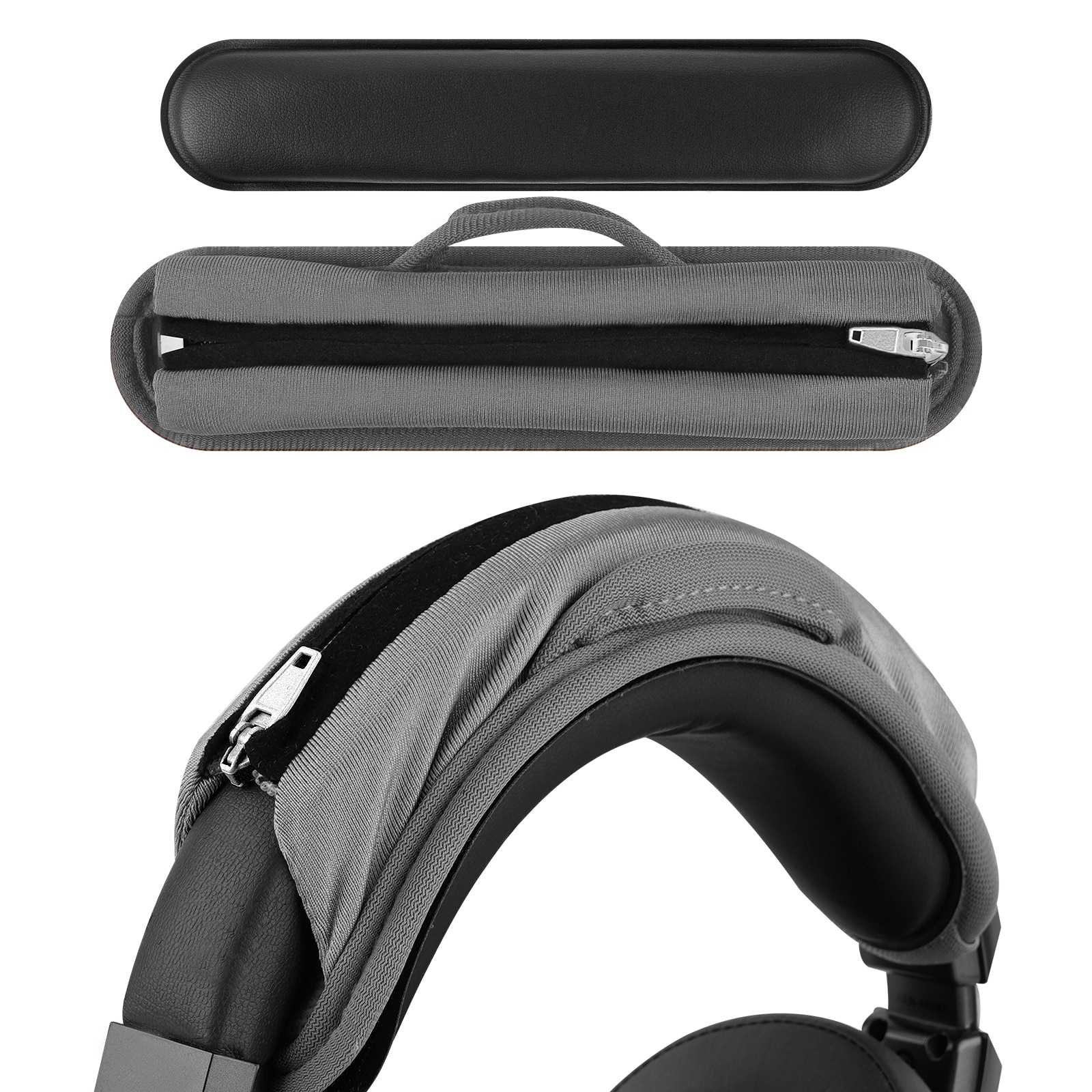 Headband For ATH JBL Razer Sony Sennheiser Headphones Large Hook and Loop Headband Cover Protector Cushion with Zipper