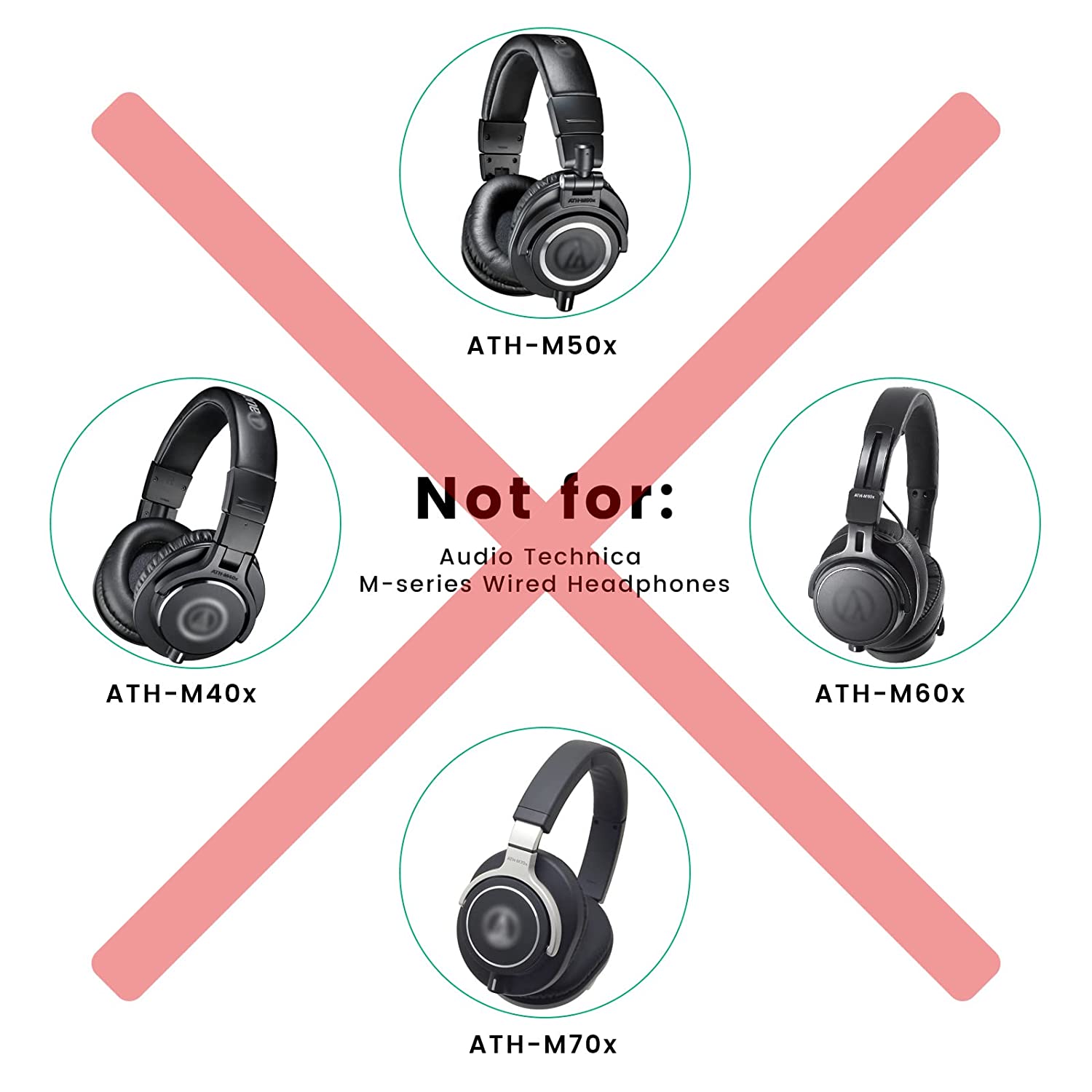 ATH-M50xBT Headphone Cable for Audio-Technica ATH-M50xBT2 M50xBT ATH-SR50BT Headphones Replacement Audio Cable Cord