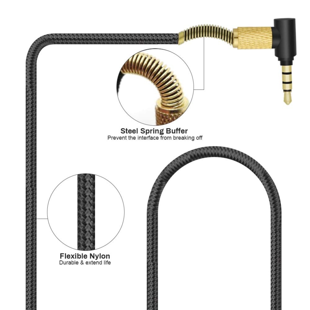 OFC Replacement Braided Aux Cable Extension Cord Wire for Sennheiser HD 4.30i 4.30G 4.40BT 4.50BTNC 400S 450BT 458BT Headphones