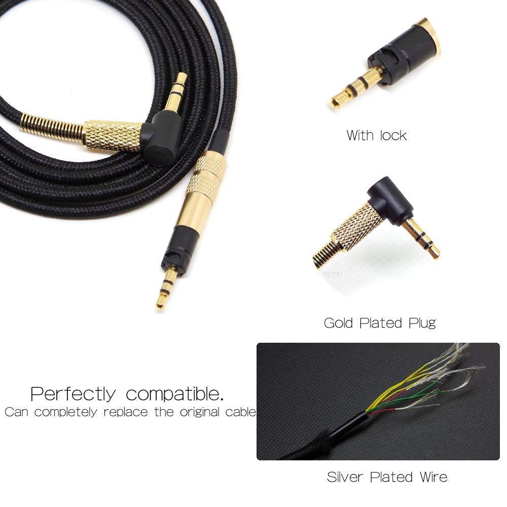 OFC Replacement Braided Aux Cable Extension Cord Wire for Sennheiser HD 4.30i 4.30G 4.40BT 4.50BTNC 400S 450BT 458BT Headphones
