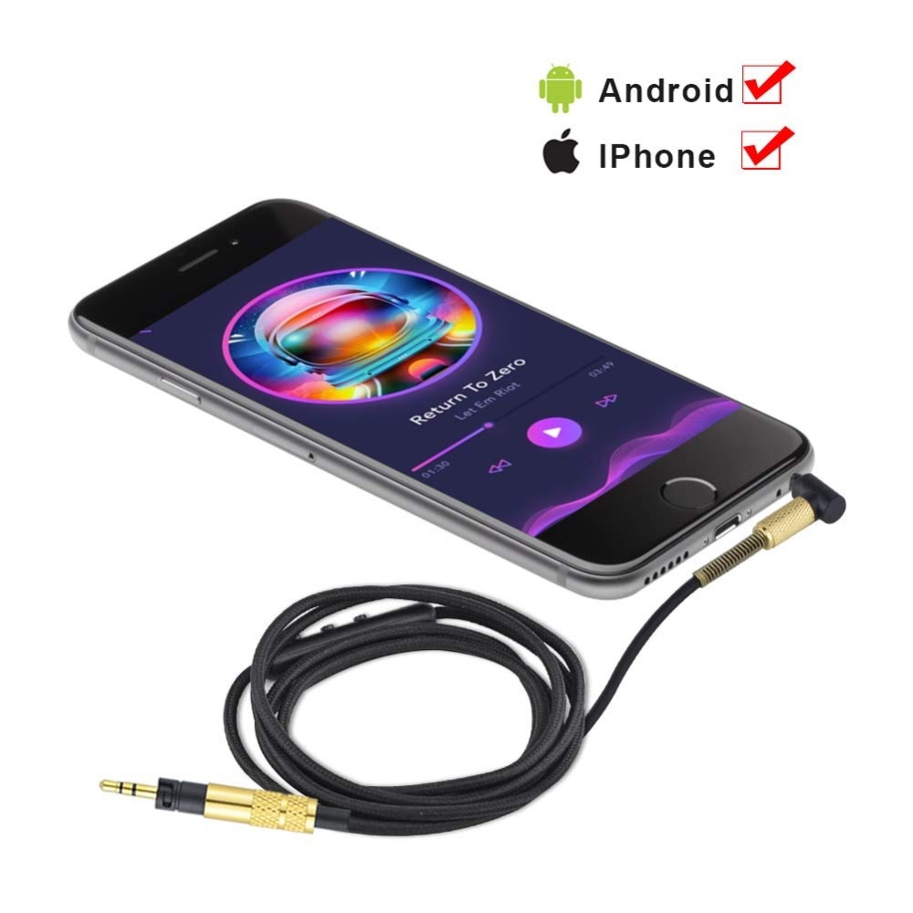 OFC Replacement Braided Aux Cable Extension Cord Wire for Sennheiser HD 4.30i 4.30G 4.40BT 4.50BTNC 400S 450BT 458BT Headphones