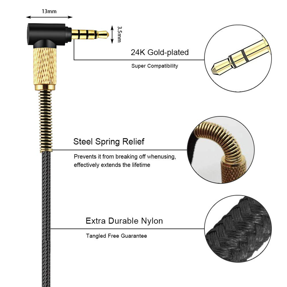 OFC Replacement Nylon Braided Cable Extension Cord For JBL Tune 500BT 510BT 600BTNC 660BTNC 760NC 700BT 710BT 750BTNC Headphones