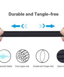 Alternative view of OFC Nylon Braided Stereo Audio Cable Extension Music Cord Wire For Takstar Pro82 Pro 82 Headphones