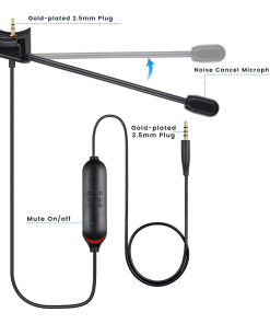 Alternative view of OFC Cable Extension Cord External Boom Microphone Mic Mute Switch For Bose QuietComfort QC45 QC 45 Headphones
