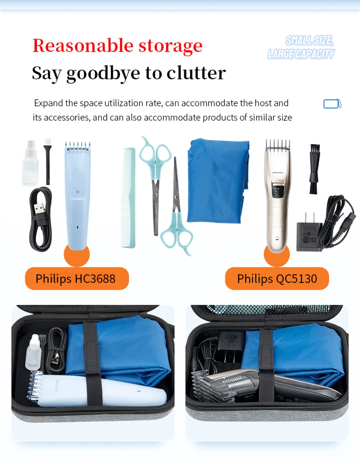 Hard EVA Storage Bags for Philips HC3688 QC5130 Home Electric Hair Clipper Case Portable Hair Trimmer Haircut Travel Carry Box Hard EVA Storage Bags for Philips HC3688 QC5130 Home Electric Hair Clipper Case Portable Hair Trimmer Haircut Travel Carry Box