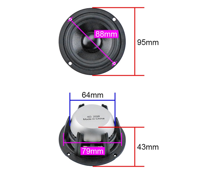 1PC 3.5 inch Full Frequency Speaker Car Midrange speaker High Quality Large Neodymium Sound Clear Pleasant 4OHM 20W 1PC 3.5 inch Full Frequency Speaker Car Midrange speaker High Quality Large Neodymium Sound Clear Pleasant 4OHM 20W