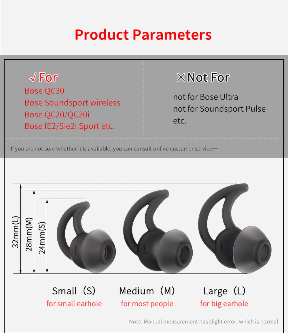 6Pcs Silicone Ear Tips for Bose QC30 Soundsport Wireless QC20 QC20i IE2/Sie2i Sport Earphone Eartips Anti-drop Ear Wing Tips 6Pcs Silicone Ear Tips for Bose QC30 Soundsport Wireless QC20 QC20i IE2/Sie2i Sport Earphone Eartips Anti-drop Ear Wing Tips