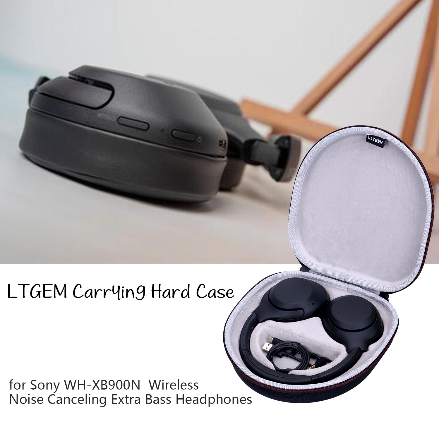 Waterproof EVA Hard Case for Sony WH-XB900N Wireless Noise Canceling Extra Bass Headphones Waterproof EVA Hard Case for Sony WH-XB900N Wireless Noise Canceling Extra Bass Headphones