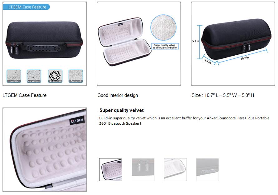EVA Hard Case for Anker Soundcore Flare+ Plus Portable 360 Bluetooth Speaker