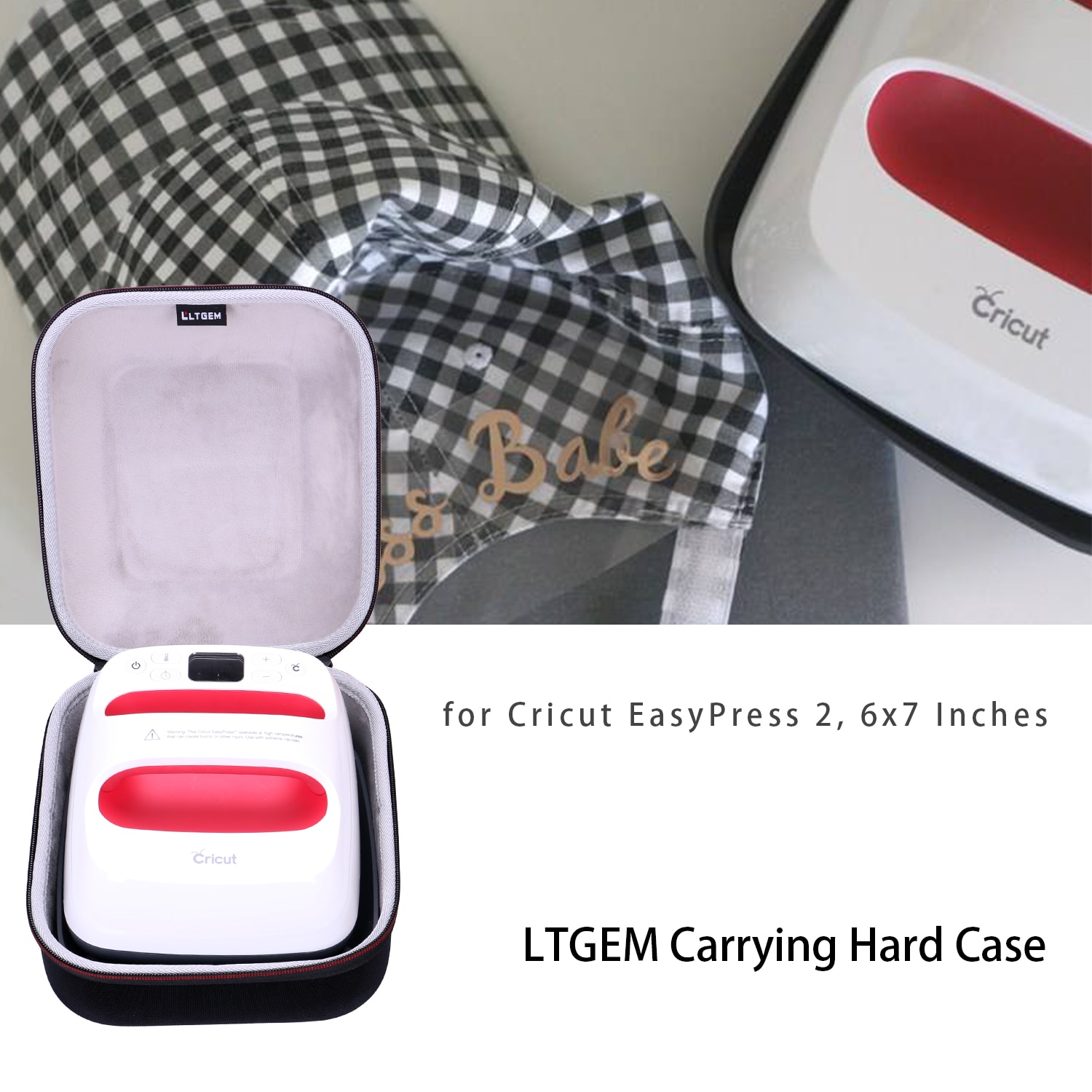 EVA Shockproof Carrying Hard Case for Cricut EasyPress 2, 6x7 Inches EVA Shockproof Carrying Hard Case for Cricut EasyPress 2, 6x7 Inches