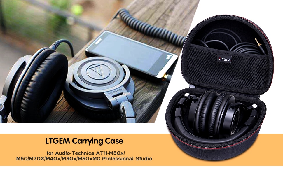 EVA Black Hard Carrying Case for Audio-Technica ATH-M50x/M50/M70X/M40x/M30x/M50xMG Professional Studio Monitor Headphones EVA Black Hard Carrying Case for Audio-Technica ATH-M50x/M50/M70X/M40x/M30x/M50xMG Professional Studio Monitor Headphones