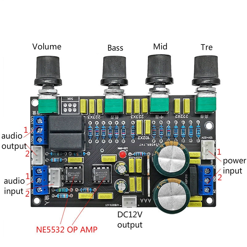 SOTAMIA Amplificador Tone Preamp Audio Board OPA2604 NE5532 OP AMP Tuning Pre Amplifier For Speaker Sound Power Amplifiers