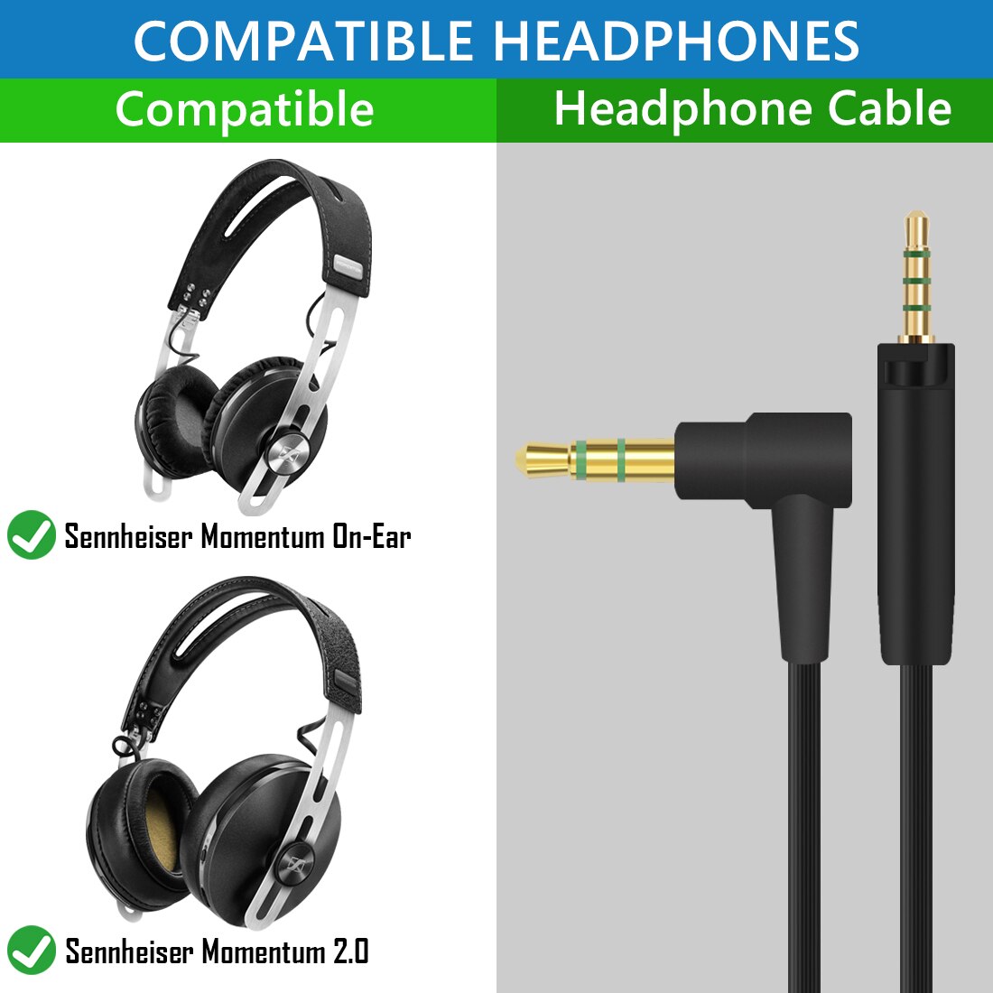 Aux Cable Speaker Wire 3.5mm Jack Audio Cable for Sennheiser Momentum 3 Momentum 2.0 HD1, HD 4.50 SE Stereo Cord (4 Ft) Aux Cable Speaker Wire 3.5mm Jack Audio Cable for Sennheiser Momentum 3 Momentum 2.0 HD1, HD 4.50 SE Stereo Cord (4 Ft)