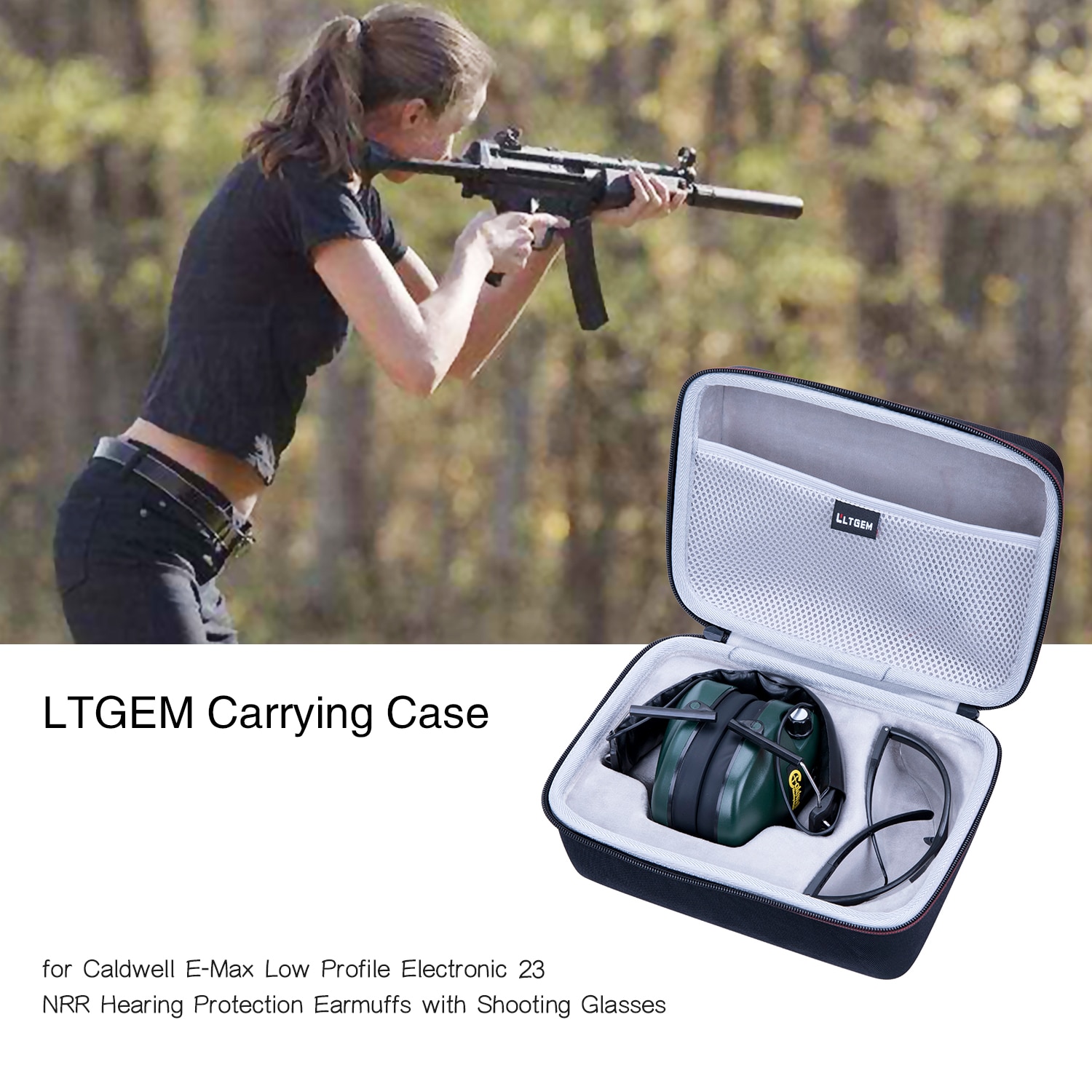 Carrying Hard Case for Caldwell E-Max Low Profile Electronic 23 NRR Hearing Protection Earmuffs With Shooting Glasses Carrying Hard Case for Caldwell E-Max Low Profile Electronic 23 NRR Hearing Protection Earmuffs With Shooting Glasses