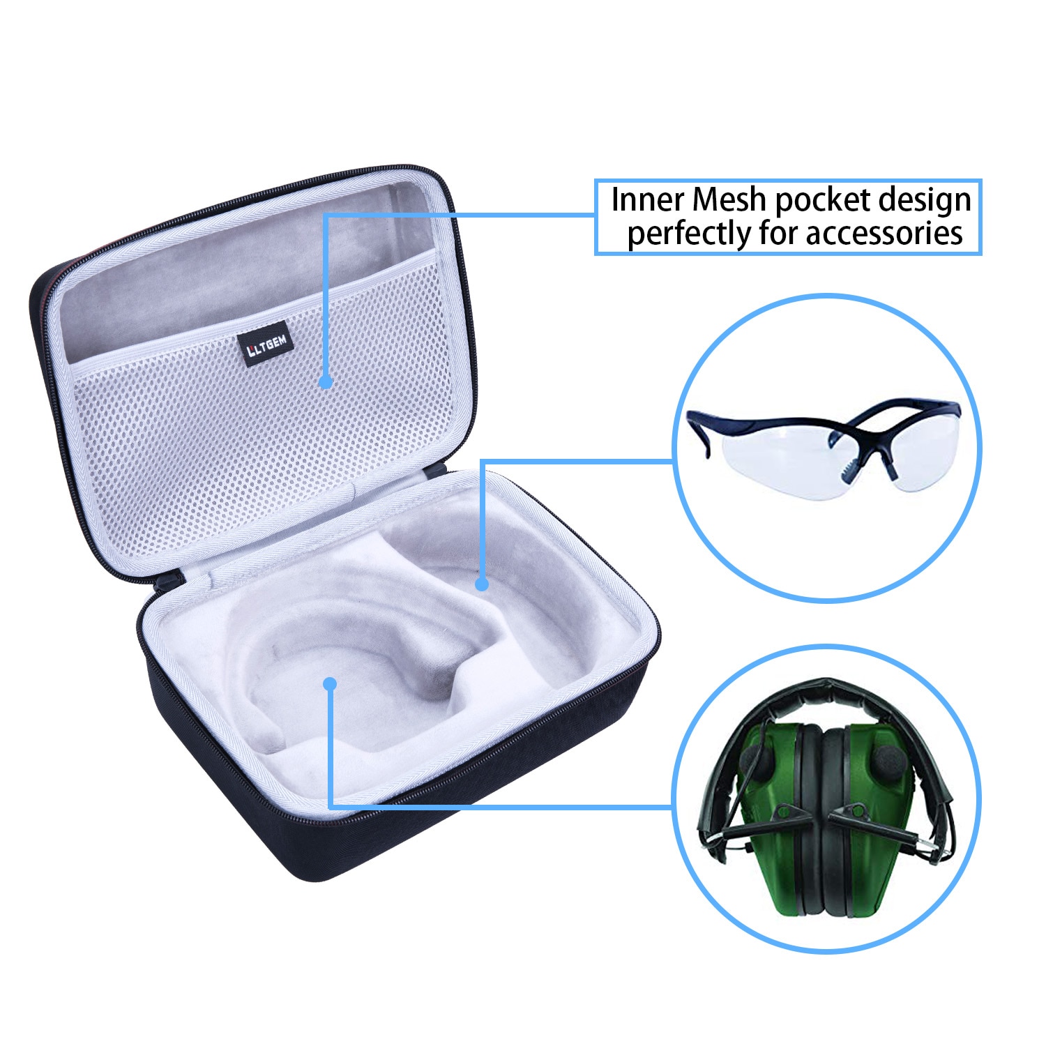 Carrying Hard Case for Caldwell E-Max Low Profile Electronic 23 NRR Hearing Protection Earmuffs With Shooting Glasses Carrying Hard Case for Caldwell E-Max Low Profile Electronic 23 NRR Hearing Protection Earmuffs With Shooting Glasses