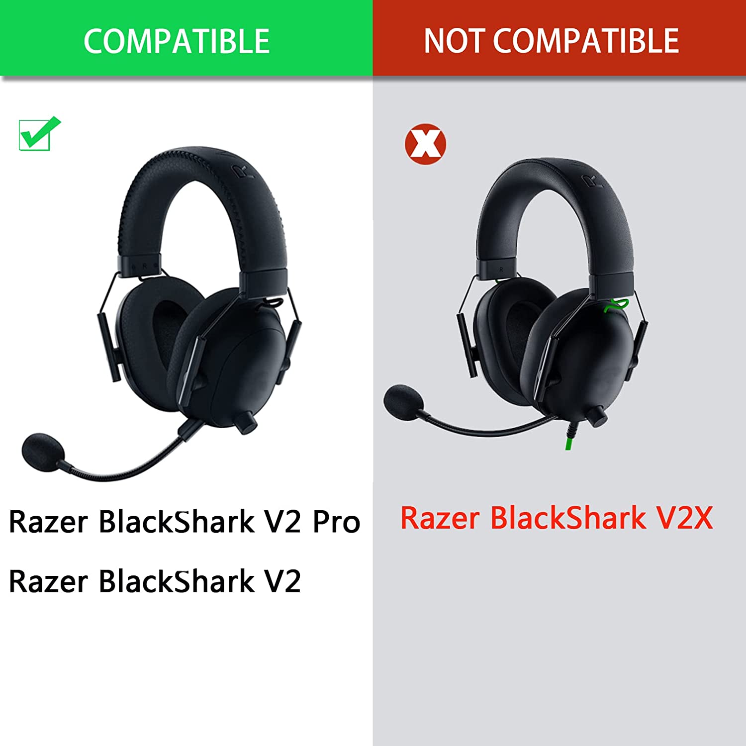 BlackShark V2 PRO Upgrade Quality Cooling Gel Ear Pads - Ear Cushion Foam Replacement Earpad Compatible with Razer BlackShark V2