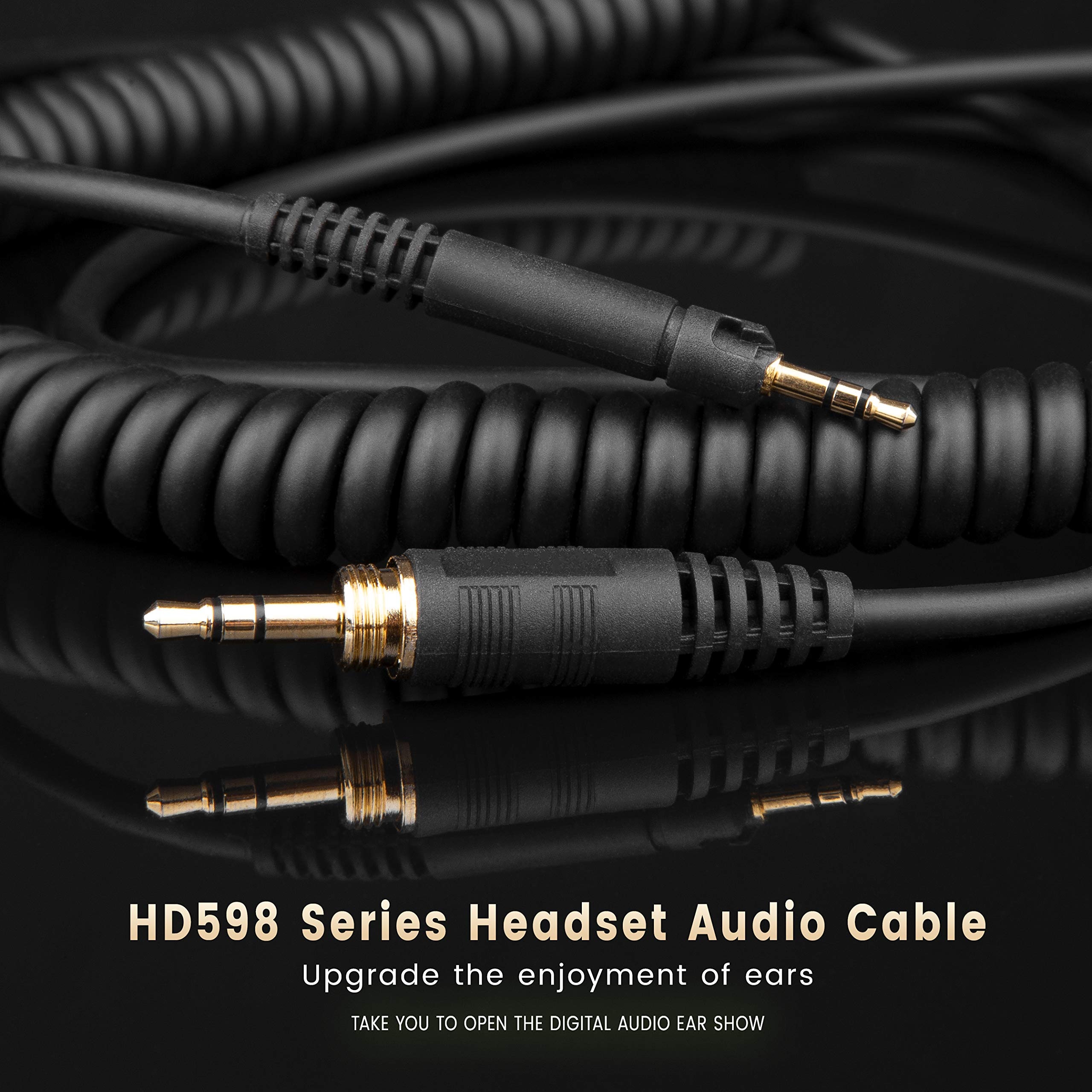 Replacement Coiled 6.35mm Aux Cable Adapter Extension Cord for Sennheiser HD598 Cs SE HD599 HD569 HD579 HD558 HD518 Headphones