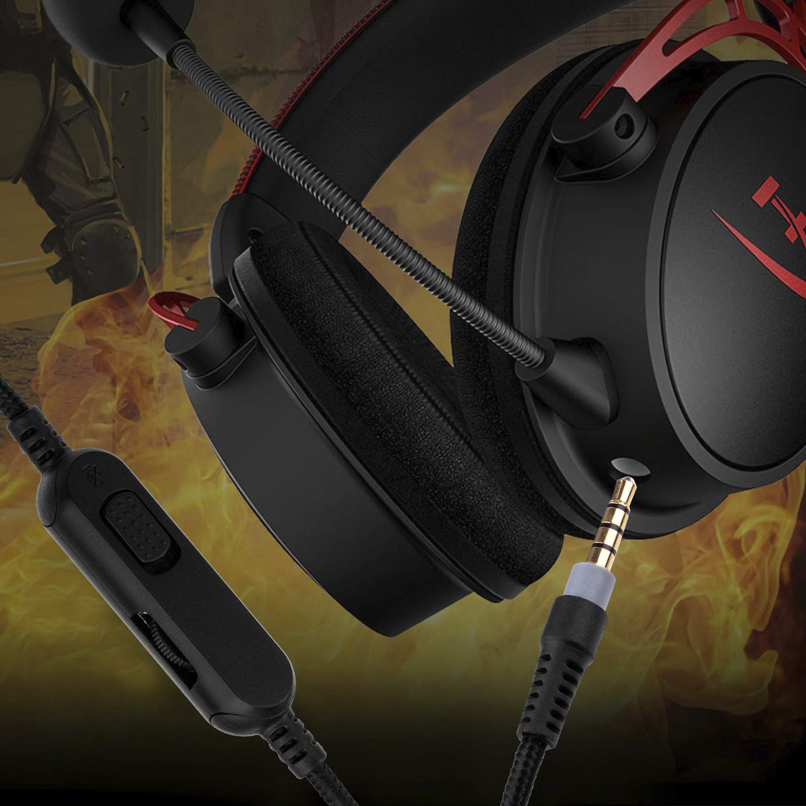 Braided Replacement Cable Extension Cord for Kinston HyperX Cloud Mix Alpha Gaming Headsets With Mute Function Volume Control Braided Replacement Cable Extension Cord for Kinston HyperX Cloud Mix Alpha Gaming Headsets With Mute Function Volume Control