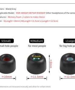 Alternative view of 4Pcs Memory Foam Ear Tips for Sony MDR-XB55AP XB75AP EX650AP Eartips WI-XB400 Linkbuds S C500 Freedom2 In-ear Earphone Tips