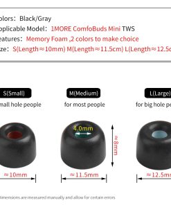 Alternative view of 4Pcs Memory Foam Ear Tips for 1MORE ComfoBuds Mini Earbuds Eartips Ture Wireless Earphone Tips 4-5mm