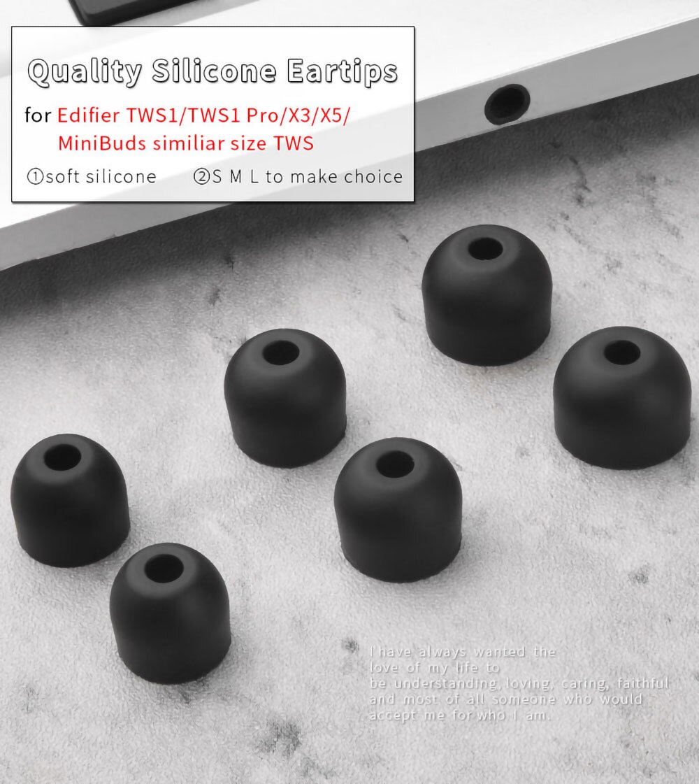 6Pcs Silicone Ear Tips for Edifier TWS1/TWS1 Pro Earbuds Eartips for X3/X5/Minibuds TWS Earphone Tips Soft Earplugs 4-5mm 6Pcs Silicone Ear Tips for Edifier TWS1/TWS1 Pro Earbuds Eartips for X3/X5/Minibuds TWS Earphone Tips Soft Earplugs 4-5mm