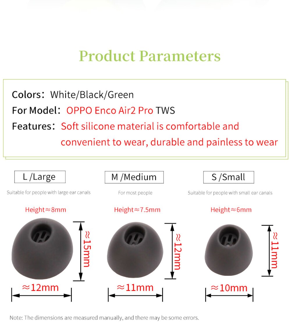 6Pcs Silicone Ear Tips for OPPO Enco Air2 Pro Earbuds Eartips for OnePlus Buds N TWS Tips Air 2 Pro headphones Earplugs 6Pcs Silicone Ear Tips for OPPO Enco Air2 Pro Earbuds Eartips for OnePlus Buds N TWS Tips Air 2 Pro headphones Earplugs