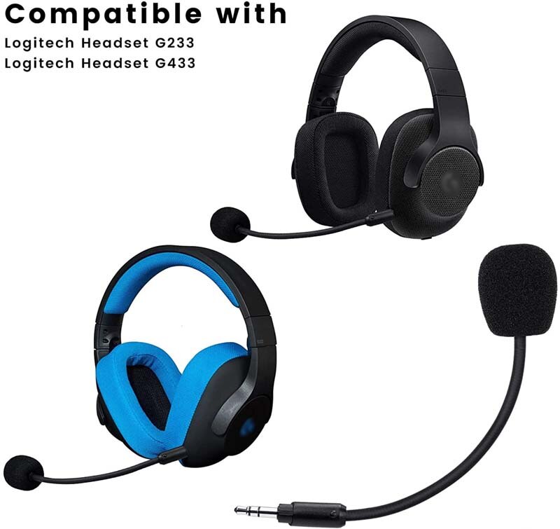 Mic Replacement for Logitech G433 / G233 Wired Gaming Headsets 3.5mm Detachable Unidirectional Game Boom Microphone