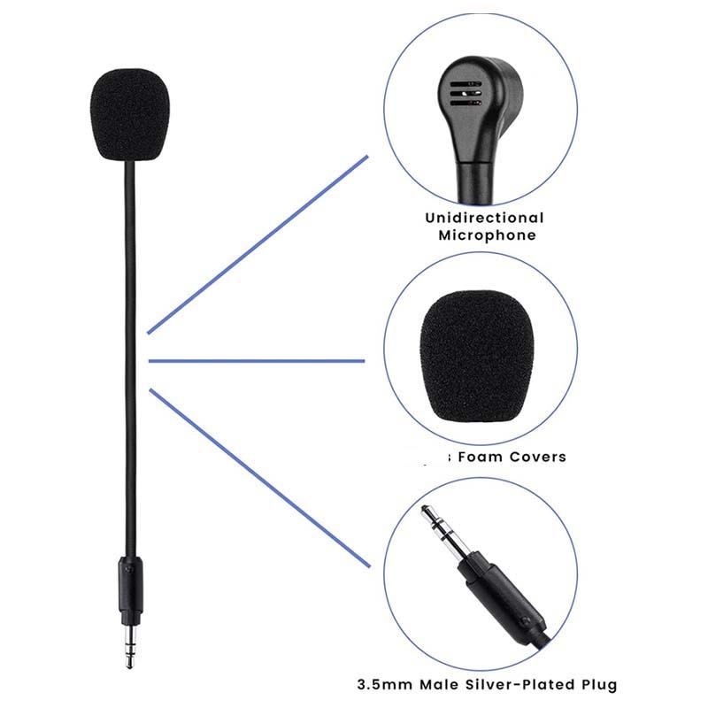 Mic Replacement for Logitech G433 / G233 Wired Gaming Headsets 3.5mm Detachable Unidirectional Game Boom Microphone