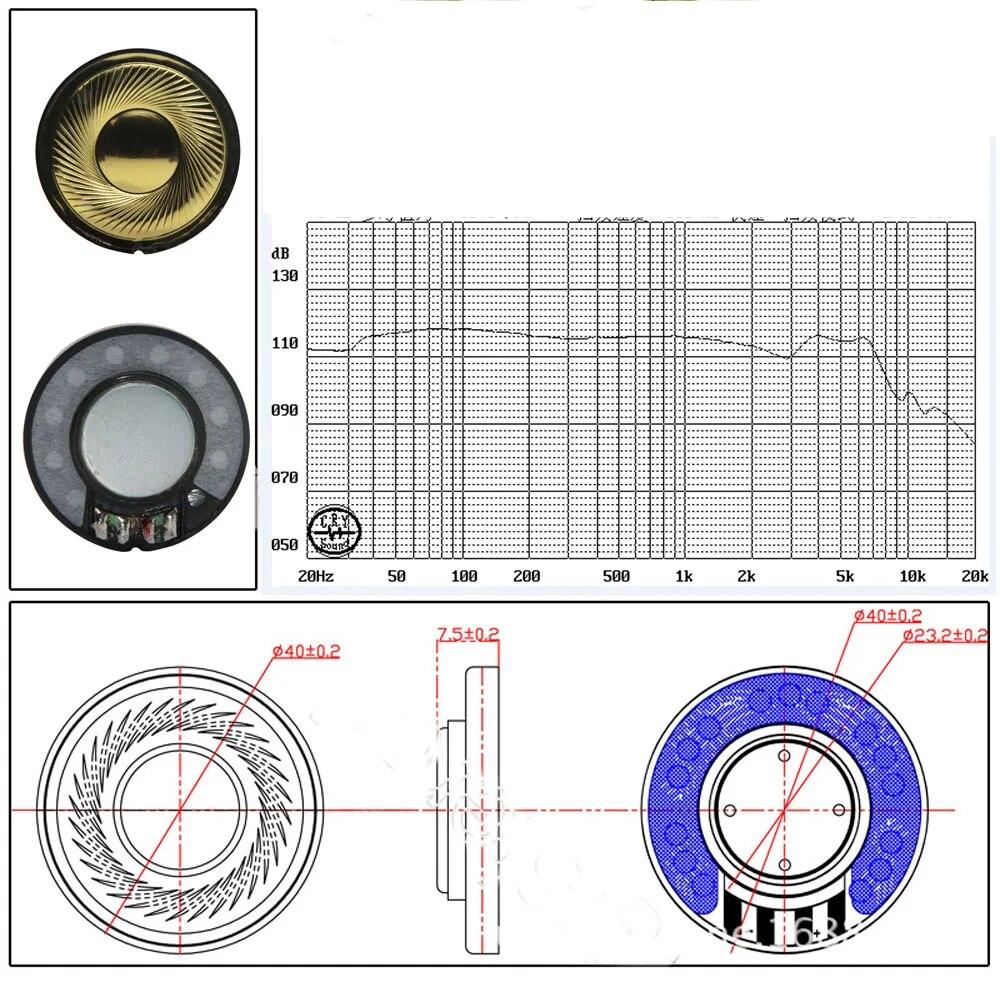 7506 Headphone Speaker Unit For SONY MDR-7506 MDR-V6 MDR-V55 DIY Hifi Sound Gold-Plating Film Driver Deep Bass Sound Repair Part