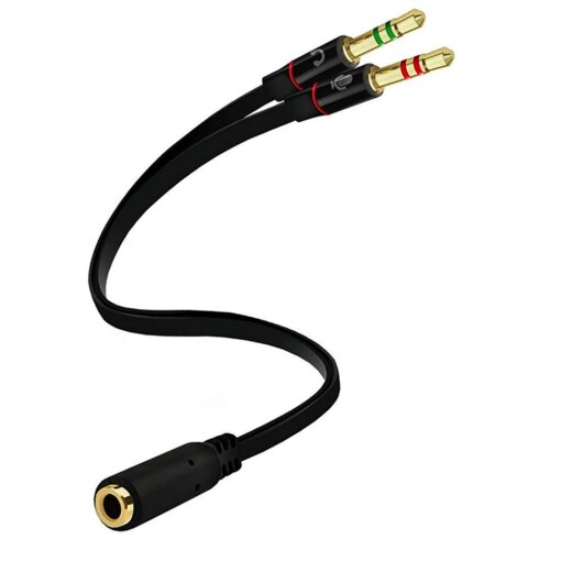 3.5mm 2 Dual Aux Cable Mic Audio Y Splitter for Computer Headphones PC Adapter