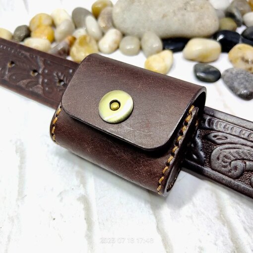 Leather Cowhide Case Cover Bag Apple AirPods Huawei Sony Boss Bluetooth headset Belt Bag Waist Holder