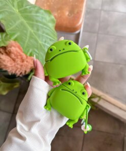 Airpods 1 2 3 4 Pro Pro 2 3D Rain Frog Silicone Case cover green